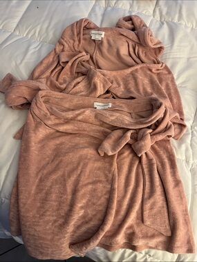 Lovers and friends Light pink Knit Wrap Top with Side Tie and hood and skirt